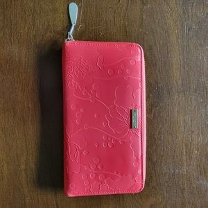 🎀Kate Spade Pink/Coral Floral Print Embossed Wallet
